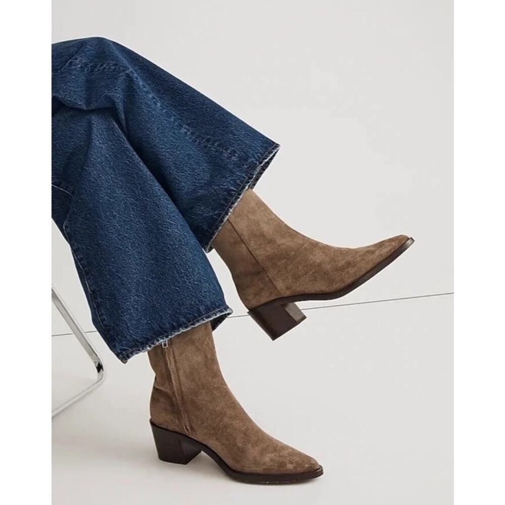 NEW Madewell The Darcy Ankle Boot Burnt Olive Suede Almond Toe Booties 10